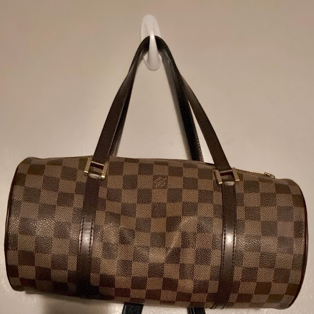 Brown Checkered Duffel Bag